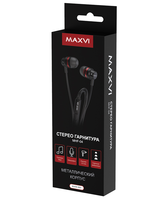 Купить Стереогарнитура Maxvi MHF-04 black-red